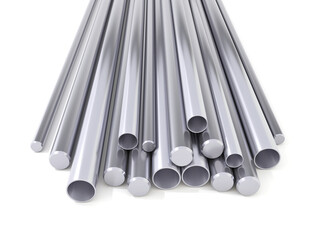 stainless steel pipes, Metal steel profile. Steel galvanized. Stainless steel profiles. 3D rendering.