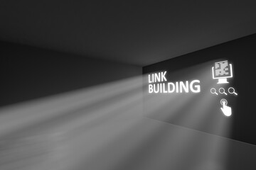 LINK BUILDING rays volume light concept 3d illustration