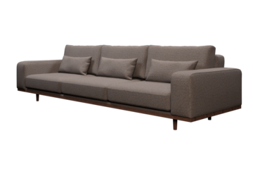 Brown sectional sofa with three cushions.