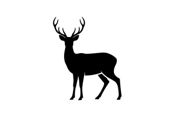 Silhouette of a standing deer with antlers