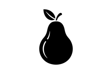 Silhouette of a pear with a single leaf