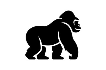 Silhouette of a gorilla standing upright