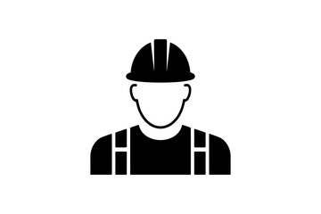 Construction worker icon in black and white