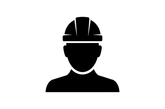 Silhouette of a person wearing hard hat