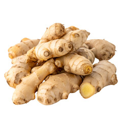 Fototapeta premium Pile of ginger root isolated on transparent background
