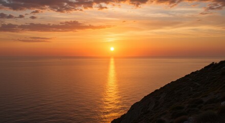 Fiery Sunset Over the Sea
