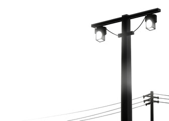 Obraz premium a-tall pole-with many lights o isolated on white background PNG
