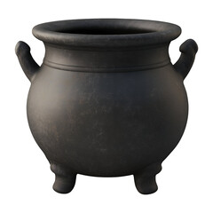 Black potions halloween cauldron in stained glass style , isolated on transparent background, png