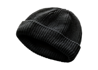 black knitted ha isolated on white  background PNG