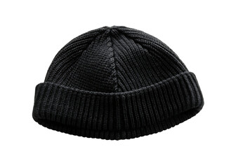 black knitted ha isolated on white  background PNG