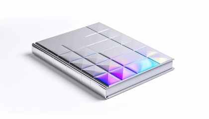 Silver Holographic Notebook With Geometric Pattern