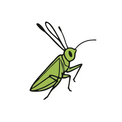 Line Art Grasshopper Logo, Elegant and Minimal Design Insect Vector