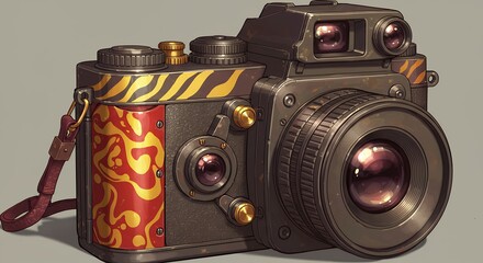 Fototapeta premium Steampunk Camera Illustration