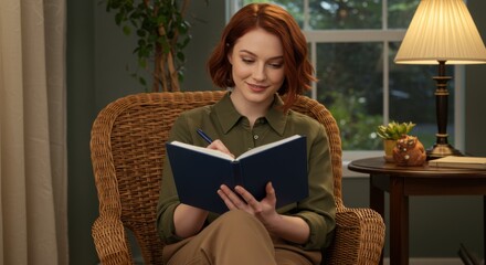 Woman Journaling in a Cozy Setting