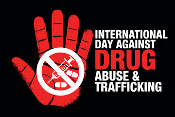 International day against drug abuse and trafficking anti drug awareness campaign illustration
