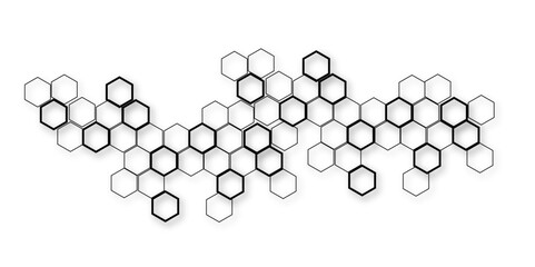 Minimalist High-Tech Concept Featuring a Seamless White and Grey Hexagon Grid Pattern, Perfect for Backgrounds, Web Design, and Innovative Digital Illustrations
