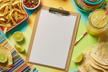 Mexican menu mockup with food and drinks