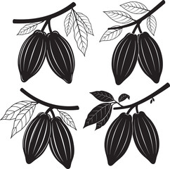 Cacao Beans Icon Silhouette Vector Illustration
