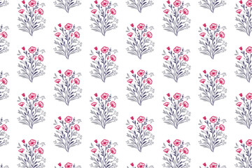 floral hand drawn sketch, seamless rose line pattern, home textile texture, cotton wrapping paper, abstract table top

