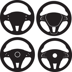 Car Steering Wheel Icon Silhouette Vector Illustration