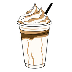 Frappe iced coffee  with whipped cream