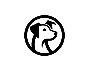 Circle dog logo in minimalist art format