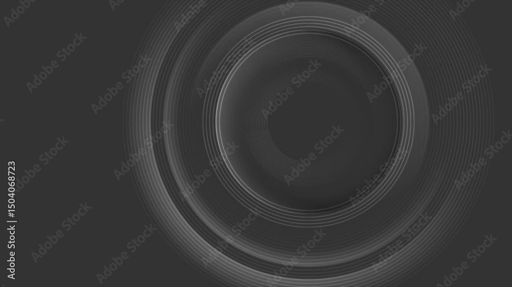 Poster abstract linear glossy circles tech geometric minimal background. seamless looping dark grey motion 