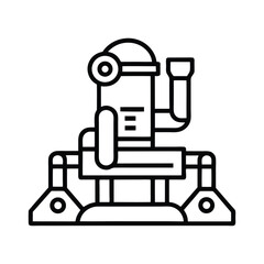 Simple outline robotic character standing proud with antenna and minimal features