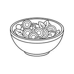 Greek Salad Bowl Adult and Kids Coloring Page Vector