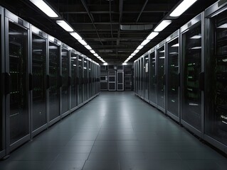 "Modern Office Workstation with Dual Monitors and Galaxy Display Background"