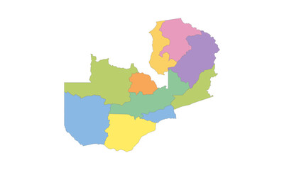 Multicolor Map of Zambia with Provinces