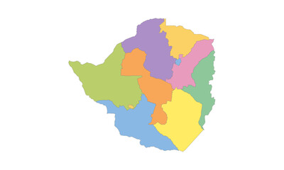 Multicolor Map of Zimbabwe with Provinces