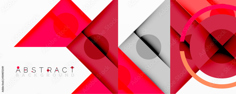 Poster geometric shapes overlap, creating dynamic red, gray design. modern aesthetic, suitable for backgrou