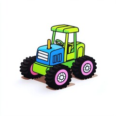 Obraz premium Colorful Cartoon Tractor Toy for Kids, Fun Play Vehicle Design