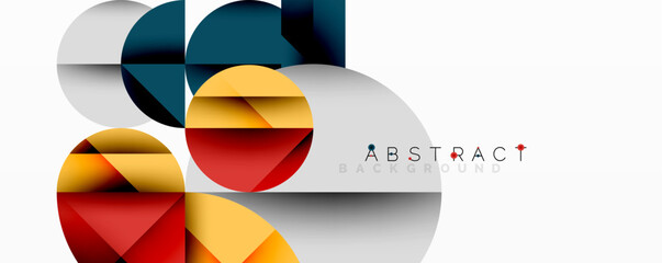 Modern geometric design. Overlapping circles create colorful abstract composition. Minimalist style, clean lines, vibrant hues.