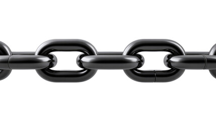 Obraz premium Interlocking Chains: A close-up shot of a sleek, black chain links against a clean backdrop. The image captures the essence of strength, connection, and durability.
