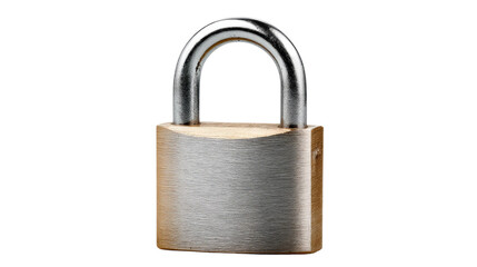 Naklejka premium Silver Padlock: Silver padlock with sturdy metal body and shackle signifies security and protection against unauthorized access.