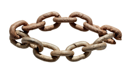 Fototapeta premium Rust Chain Symbolizing Strength: A detailed image captures a rustic chain, its links intertwined, symbolizing strength, connection, and the passage of time.