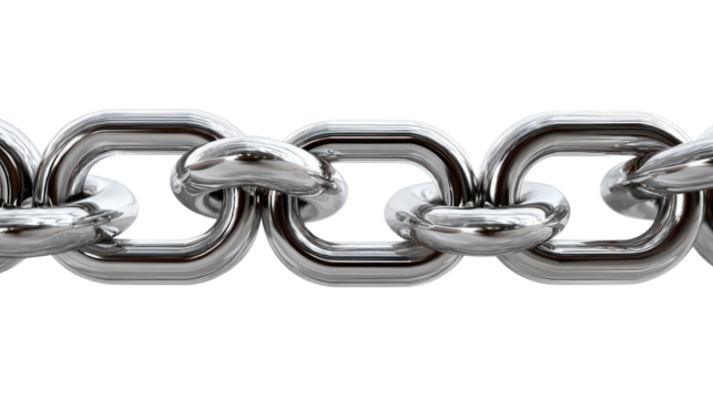 Chain link detail: A macro shot of a metal chainlink against a clean background.