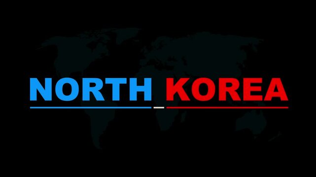 North Korea Intro Video &ndash; Sliding Animation Featuring Bold 'North Korea' Text for Geographic or Travel Projects