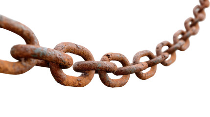 Obraz premium Rust-Covered Chain: a close-up shot of an old rusty chain, showcasing its texture and details against the backdrop.