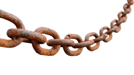 Rust-Covered Chain: a close-up shot of an old rusty chain, showcasing its texture and details against the backdrop.