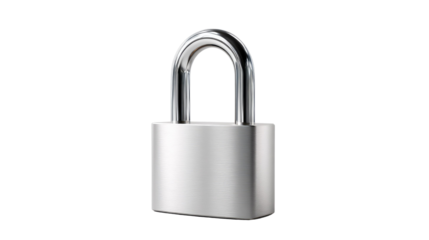 Secure Lock: A simple, metallic padlock stands as a symbol of protection and security, isolated for visual clarity.