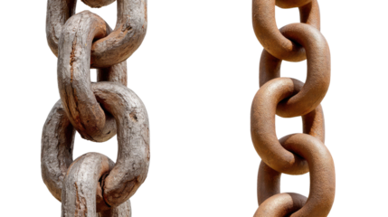 Rusty and New Chain Links: A close-up shot reveals two chains side-by-side, highlighting the stark contrast between a weathered, rusty chain and a newer, less corroded one.