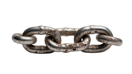 Rusty Chain: A close-up, photorealistic depiction of a worn and rusty metal chain links, symbolizing strength and connection, weathered by time and the elements.