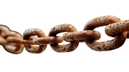 Obraz premium Weathered Chain: A macro shot of a weathered chain links against an isolated background, showcasing textures, corrosion, and the effects of time.