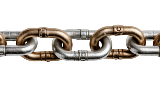 Interlocking Links: An artistic close-up showcases a chain's links, their metallic textures creating an image of unity, connection, and strength.