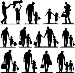 Father and Child Silhouette Bundle vector