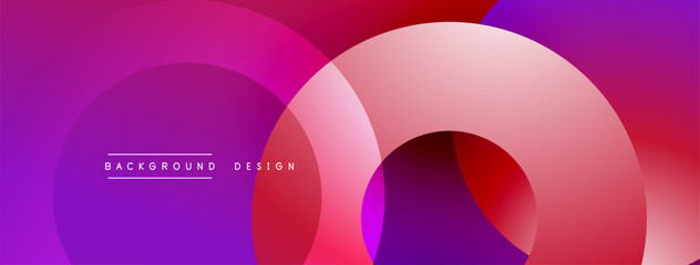 Obraz premium Abstract design features overlapping circles, vibrant pinks, reds. Gradient effect creates dynamic visual impact. Modern, stylish background.