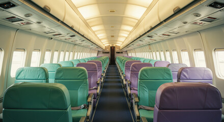 Empty airplane cabin interior
